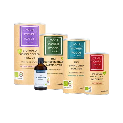 Heavy Metal Detox, POWERFOOD Set, HMDS, mit Bio Koriander Tinktur Heavy Metal Detox, POWERFOOD Set, HMDS, mit Bio Koriander Tinktur