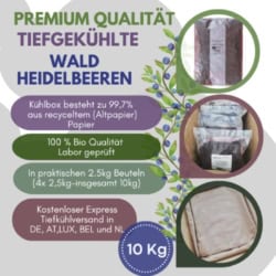 Bio Wald Wild-Heidelbeeren, Premium Qualität,10kg Tiefgekühlt