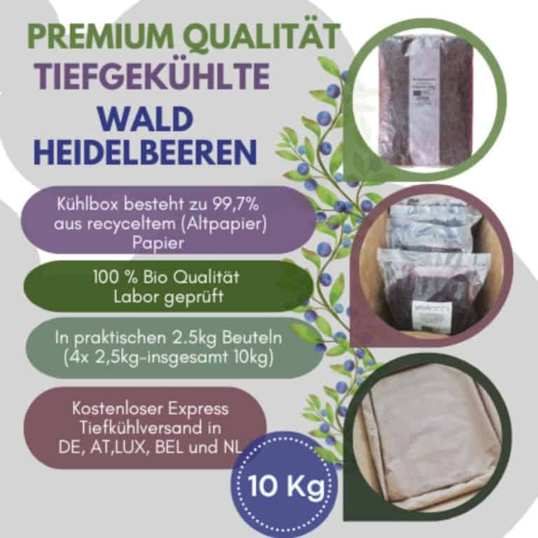 Bio Wald Wild-Heidelbeeren, Premium Qualität,10kg Tiefgekühlt