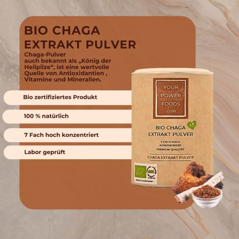 Chaga Extrakt Pulver Bio, 7 – Fach hoch konzentriert, 100g