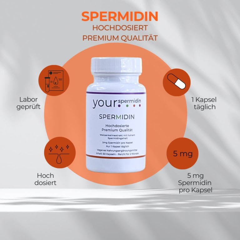 Spermidin Hochdosiert 5mg | Spermidin für 6 Monate | Weizenkeimextrakt Kapseln Kaufen | 3-er Vorteilsset