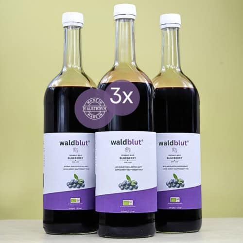 Bio Wild Wald Heidelbeeren Muttersaft, Premium Qualität, konform, 3 x 1000 ml