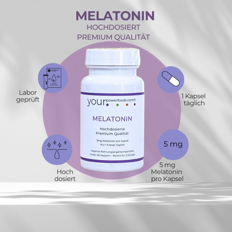 Melatonin 5mg, hochdosiert, 3er Vorteilsset - 3x 60 Kapseln