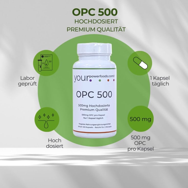 OPC 500mg - Weintraubenextrakt - hochdosiert, nur 1 Kapsel täglich